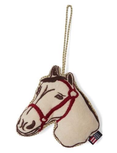 Lexington Home Horse Org Cotton Velvet Ornament Kräm