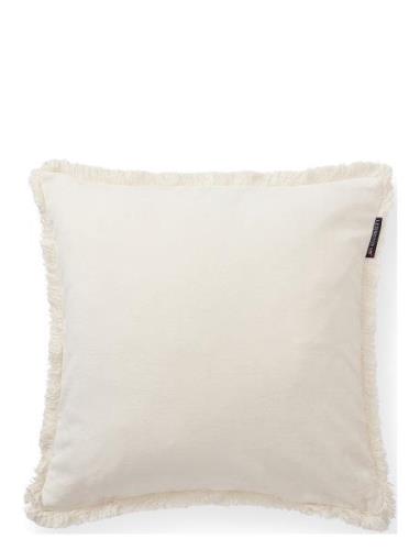 Lexington Home Organic Cotton Velvet Fringe Pillow Cover Kräm