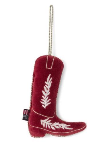 Lexington Home Cowboy Boot Org Cotton Velvet Ornament Röd