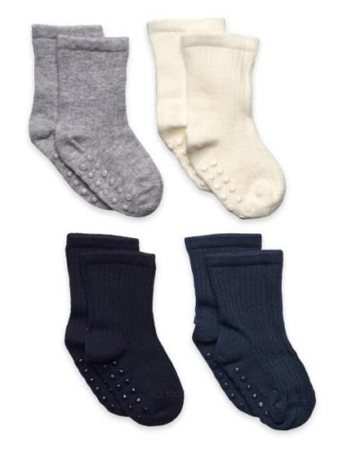 Lindex Sock 4P Rib Solid Vit