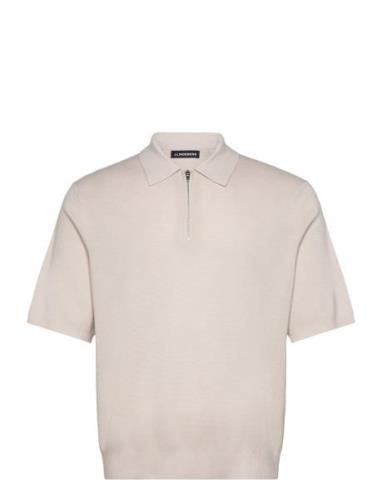 J. Lindeberg Tyler Quarter Zip Knit Polo Beige