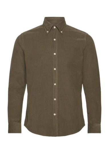 Morris Douglas Cord Shirt-Slim Fit Khaki Green