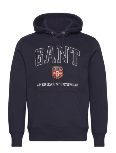 GANT Graphic Hoodie Marinblå