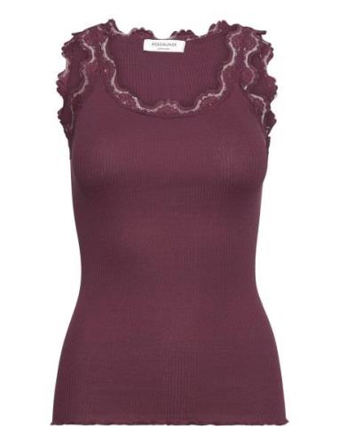 Rosemunde Rwbabette Sl U-Neck Long Lace Top Burgundy