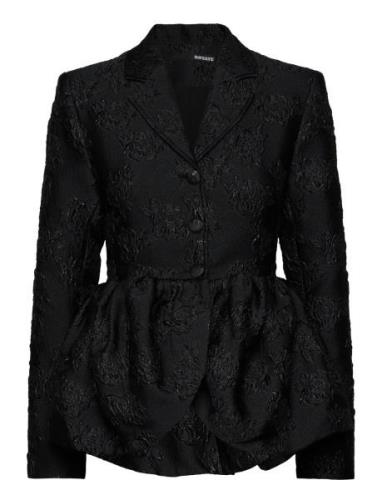 ROTATE Birger Christensen Jacquard Draped Blazer Svart