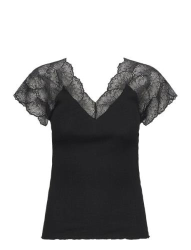 Rosemunde Beatha Silk Top W/Lace Svart