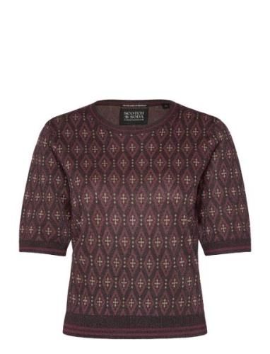 Scotch & Soda Short Sleeve Jacquard Pullover Burgundy