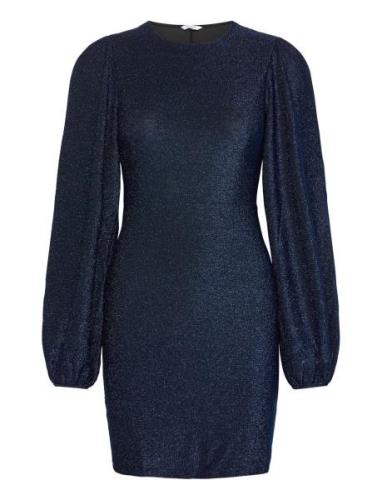 Bubbleroom Puff Sleeve Sparkling Dress Marinblå