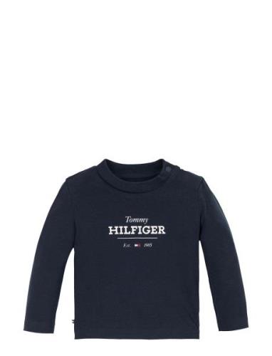 Tommy Hilfiger Monotype 1985 Logo Tee Ls Marinblå